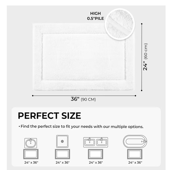 Microfiber Bathroom Rug Non Slip Washable - Black Trim - Picture 4 of 8